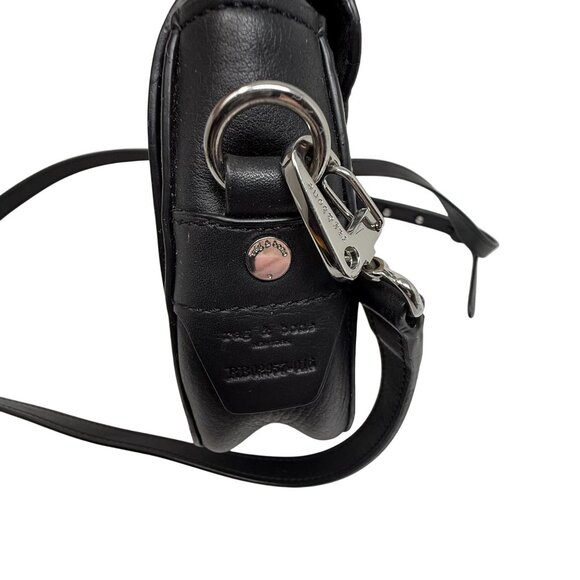 Rag & Bone Black Leather Crossbody Mini Flight Saddle Bag Small Purse - Picture 5 of 11